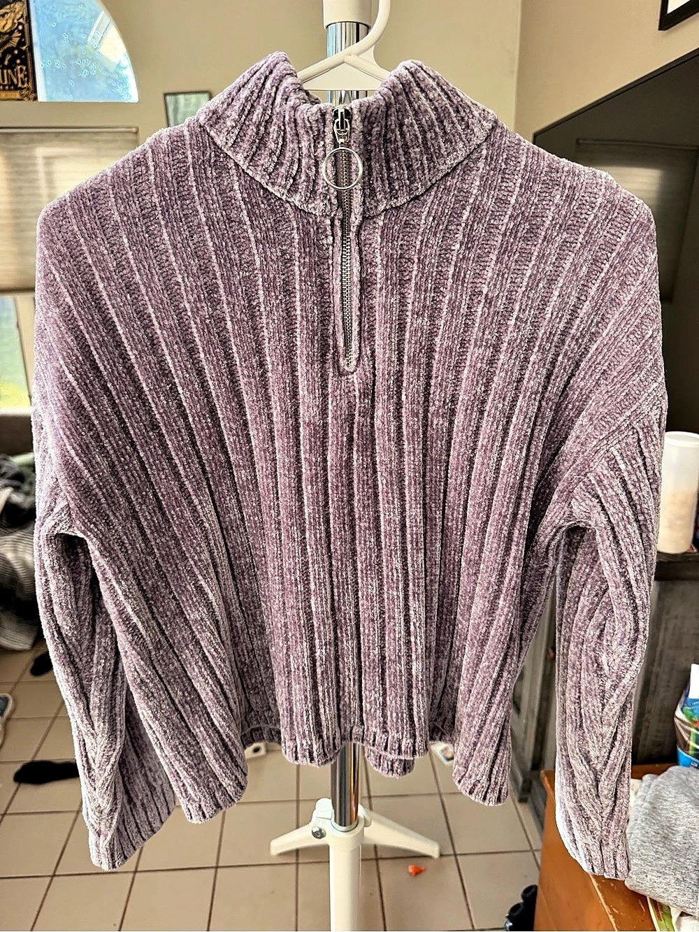 Pink Rose Y2K Quarter-Zip Sweater Size Medium